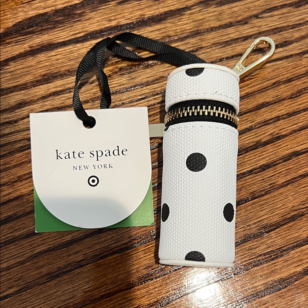 Kate Spade White Polka Dot Keychain lipgloss  Holder
